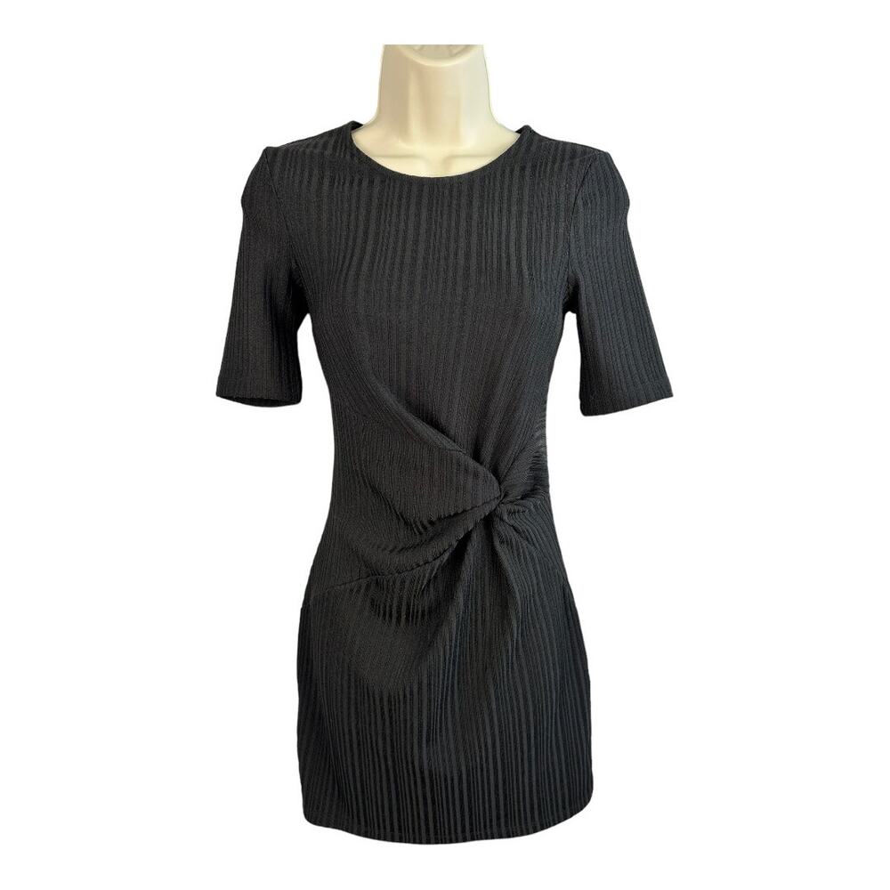 & Other Stories Womens 0 Black Ribbed Knit Stretchy Mini Dress Minimalist Chic